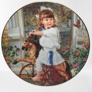 Sandra Kuck Collectors Plate - "Me and My Pony" - Hearts and Flowers